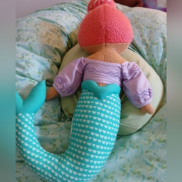 Pillowfort Knit Mermaid Plush 16” Decorative Pillow Toy Doll Kids Room Decor - Picture 7 of 8